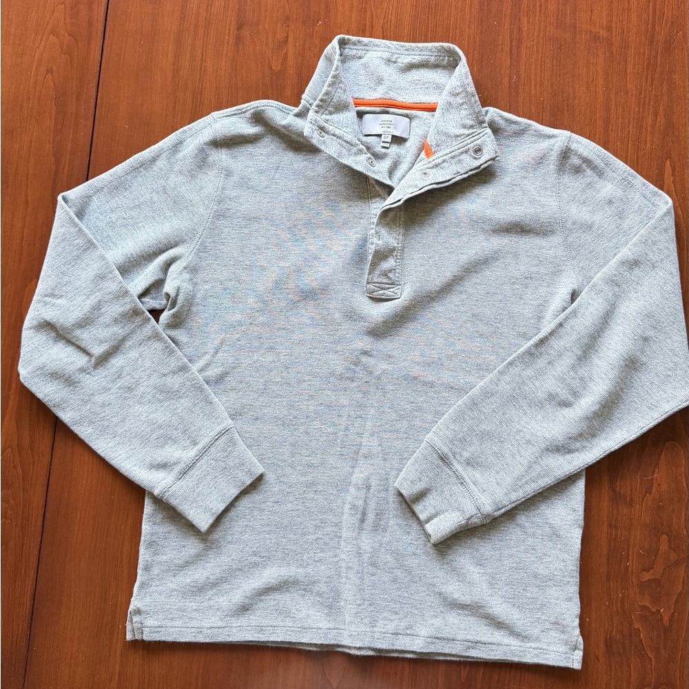 Jack Spade Gray Waffle Knit Quarter Snap Size Small